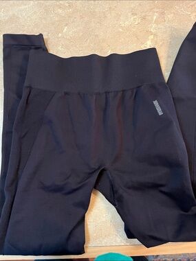 Gymshark womens Black Active Leggings with Ribbed Waistband